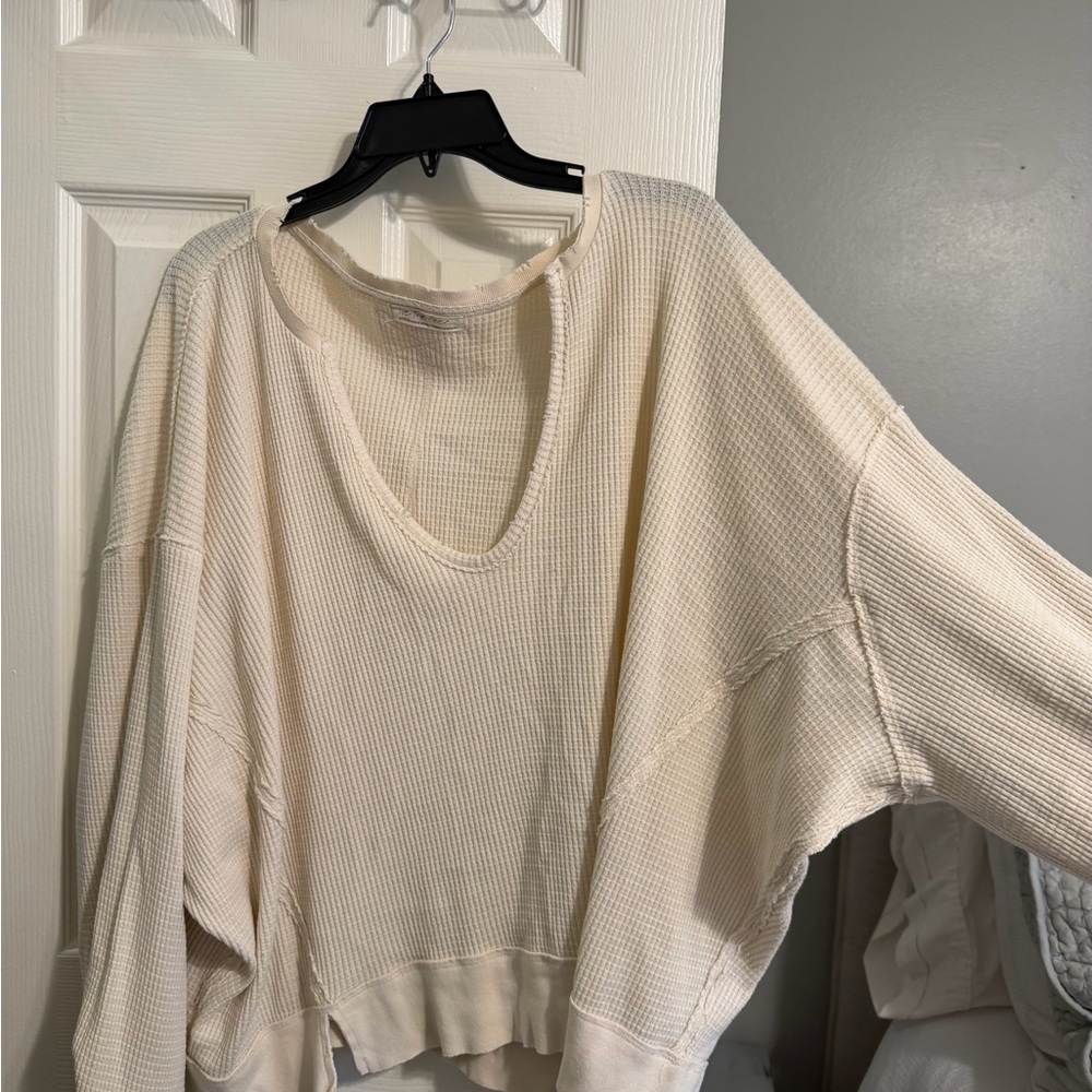 We The Free Cream Waffle Knit Top